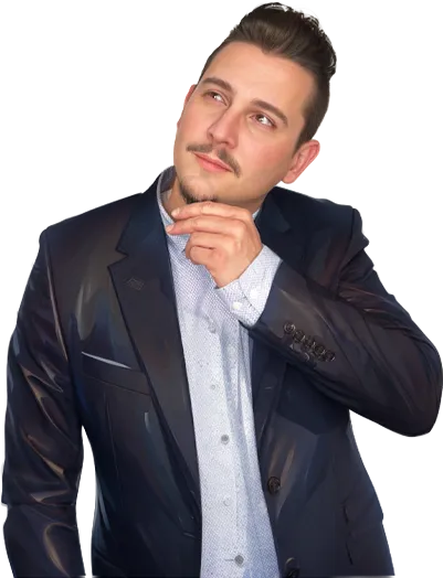 Ein nachdenklicher Mann blickt nach links oben.